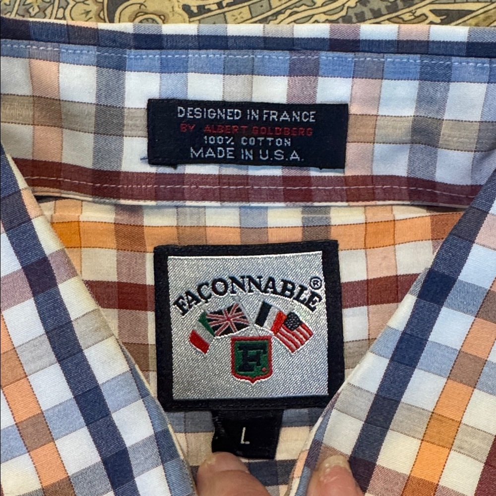 Faconnable Men's Multicolor Checkered Button Down Shirt